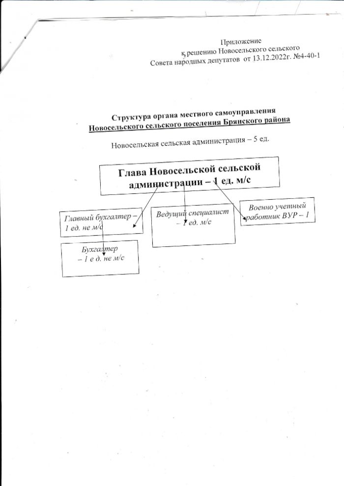 Об утверждении структуры Новосельской сельской администрации